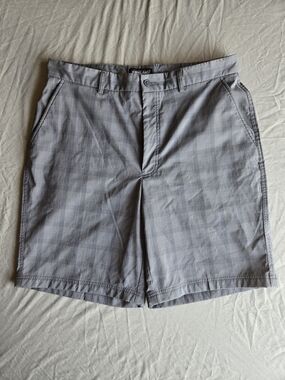 Kirkland Signature Gray Plaid Flat-Front Men's Shorts 36